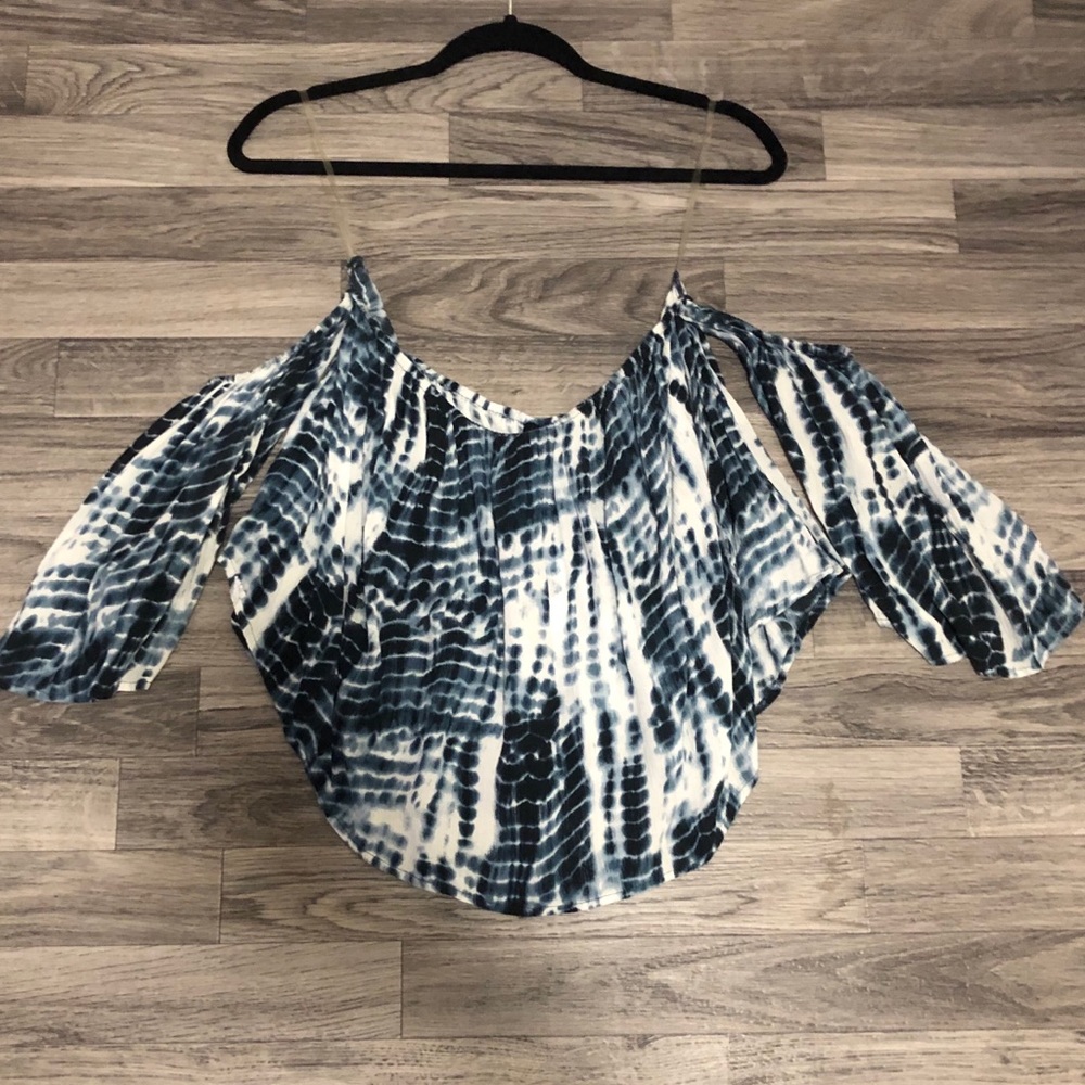 M Tie Dye Off the Shoulder Flowy Sleeve Crop
